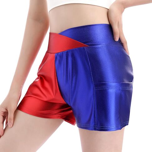Womens Shiny Dance Shorts Sparkly Cross V-Front High Waist Yoga Rave Party Hot Short Pants in Saudi Arabia