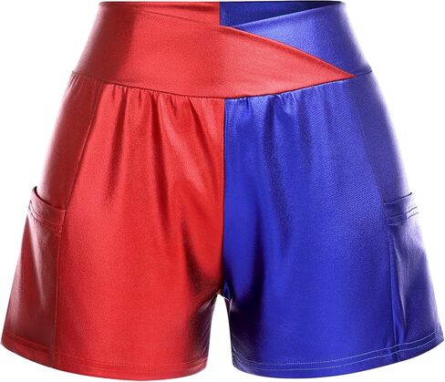 Womens Shiny Dance Shorts Sparkly Cross V-Front High Waist Yoga Rave Party Hot Short Pants in Saudi Arabia