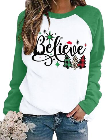 KOJOOIN Merry Christmas Sweatshirts For Women Gnomes Funny Sweatshirt Cute Long Sleeve Xmas Holiday Tree Graphic Pullover Top in Saudi Arabia