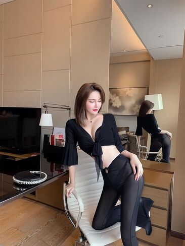 Aotasely Women's Formal Glitter Dresses Long Sleeve Double V Neck Dress Ruffle Slit Wrap Evening Gown Dress Cocktail in Kuwait