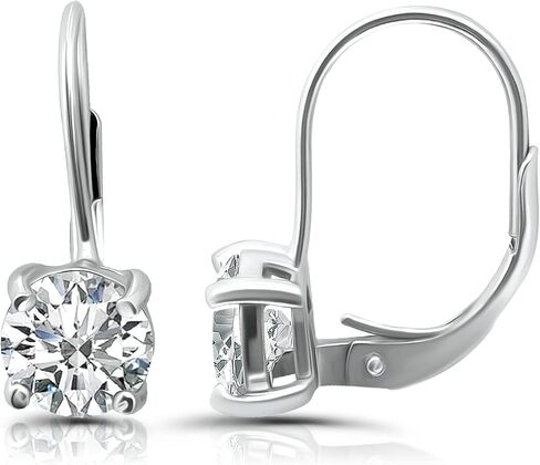 Hoops & Loops 925 Sterling Silver 7mm 1.30 Ct Round Cubic Zicronia Solitaire Leverback Drop Earrings for Women and Teen Girls in Kuwait