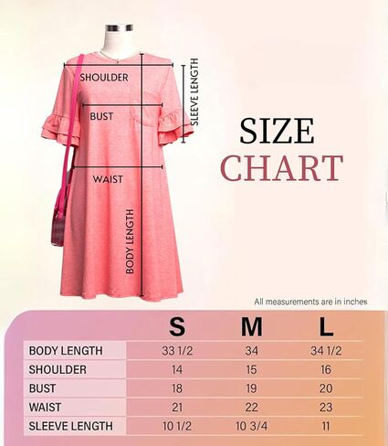 Model House International Women's T Shirts Mini Dress Ruffle Bell Short Sleeve French Terry Casual Loose Fit Chest Pocket in Saudi Arabia
