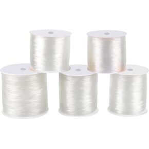 5 Pack Assorted Size Elastic String, Stretchy Bracelet String Crystal String Bead Cord for Bracelet, Beading and Jewelry Making-0.5mm, 0.6mm, 0.7mm, 0.8mm, 1mm