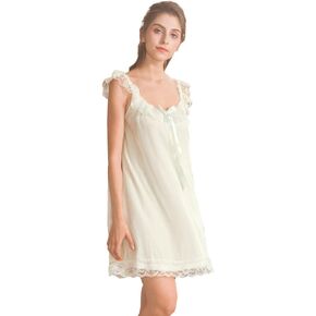 Women's Lace Vintage Victorian Nightgown Ladies Sleeveless Sleep Dress