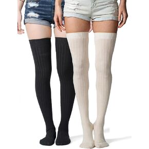 Love Classic Ribbed Cotton Women's Thigh High Socks Over the Knee Boot Leg Warmers