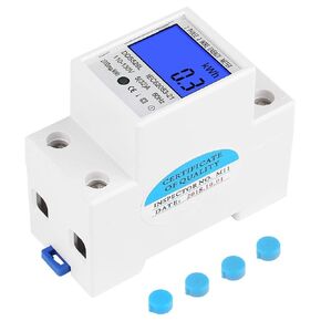 Digital Energy Meter, 5-32A 110-130V 60Hz LCD Backlight Single Phase Energy KWh Meter 35mm DIN Rail Mounting with Buckle & Seal