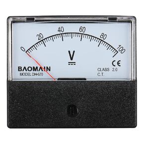 Baomain Voltmeter DH-670 DC 0-100V Rectangular Class 2.0 Analog Panel Volt Voltage Meter