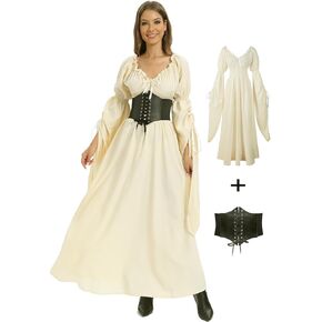 VNVNE Halloween Renaissance Witch Dress for Women, Victorian Vintage Medieval Pirate Peasant Gothic Fairy Cosplay Costumes in Kuwait