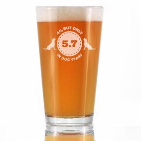 40th Birthday Dog Years - Pint Glass for Beer - Unique Funny Bday Gifts for Women and Men Turning 40-16 oz Glasses