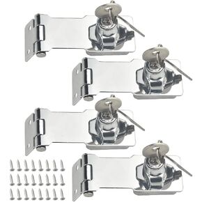 4PCS 3" x 1.3" Keyed Hasp Locks Door Hasp Latches Lock Padlock Latches with Screws Locking Hasp for Cabinet Drawer(Keyed Alike)