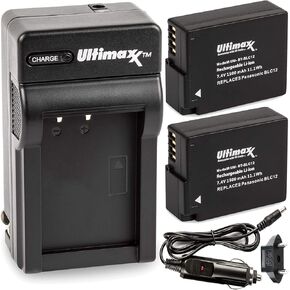 Ultimaxx AC/DC Home & Travel Charger with 2X BLC12 Extended Life Batteries for Panasonic DC-FZ1000 II DC-G95 DMC-G85 DMC-GH2 DMC-G5 DMC-G6 DMC-G7 DMC-GX8 DMC-FZ200 DMC-FZ300 DMC-FZ1000 DMC-FZ2500 in Saudi Arabia