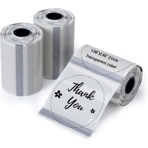 [3x140 pcs] Phomemo Transparent Circle Label, 1.96"x1.96"（50x50mm）Round Thermal Label Compatible with M110/M220/M120/M200/M221 Label Maker, for Home, Office, School, Store, 140 Labels/Roll, 3 Rolls