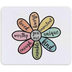 Inspirational Quote You are Positive Affirmation Colorful Daisy Floral Mouse Pad 9.4 x 7.9 Inch,Non-Slip Rubber Base Mousepads for Dorm Office Home Desk Decor, Teen Girls Women Gifts