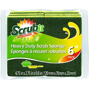 Cleaning Heavy Duty Scrub Sponge by Scrub-it - Scrubbing Sponges Use for Kitchen, Bathroom & More -6 Pack