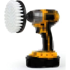 Drill Brush 5 inch White Soft Bristle– Clean Fiberglass Tub, Microfiber Upholstery, Auto Carpet, Boat Seat with Quick Change Shaft