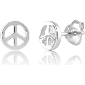 Sterling Silver Peace Sign Stud Earrings
