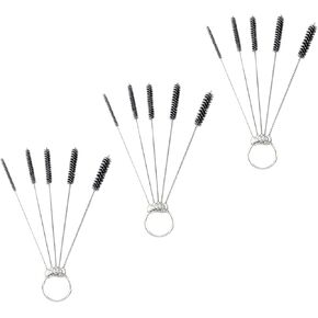 Antrader 15Pcs 4 Inch Nylon Tube Brushes Set Straw Straw Brush Kit Carb Carburetor Cleaner Small Wire Brush Cleaning Brushes Clean Tools Black