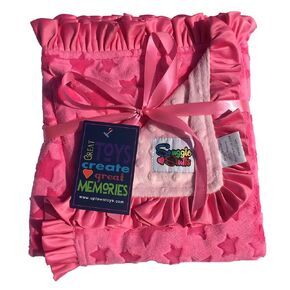 Baby Girls Reversible Minky Velboa Stroller Blanket (Choose Color) (Hot Pink Star/Pink Dot)