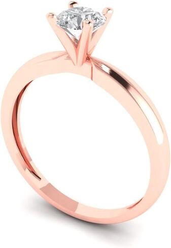 Clara Pucci 0.5 CT Brilliant Round Cut Simulated Diamond CZ 4-prong Solitaire Engagement Wedding Ring 14k Yellow Gold in Kuwait