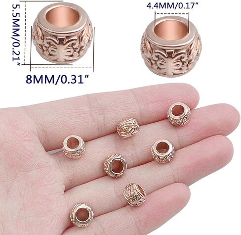 100pcs Antique Bronze Rondelle Spacer Beads European Large Hole Beads Vintage Tube Loose Spacer Beads for DIY Bracelet Jewelry Making, 8 x 5.5 mm, Hole: 4.3 mm in Saudi Arabia