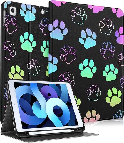 for iPad 9th/8th/7th Generation Case 10.2 Inch Girls Cute Kids Women Folio Smart Cover with Pencil Holder Rainbow Aesthetic Design Girly Kawaii Teens Cases for iPad 7/8/9 Gen A2602 A2270 A2197 in Saudi Arabia
