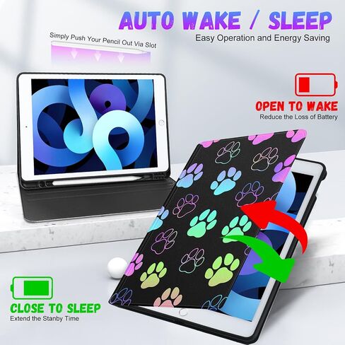 for iPad 9th/8th/7th Generation Case 10.2 Inch Girls Cute Kids Women Folio Smart Cover with Pencil Holder Rainbow Aesthetic Design Girly Kawaii Teens Cases for iPad 7/8/9 Gen A2602 A2270 A2197 in Saudi Arabia
