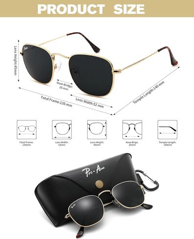 Pro Acme Vintage Square Sunglasses,Classic Glass Lens Metal Frame Retro Trendy Shade Sun Glasses in Kuwait