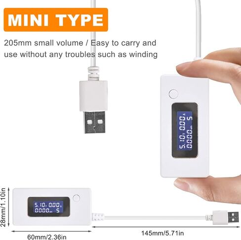 USB Tester Power Meter Mini LCD Digital Display USB Current Voltage Detector Real-time Monitoring High Precision Socket Tester, for Phone Power Bank in Saudi Arabia