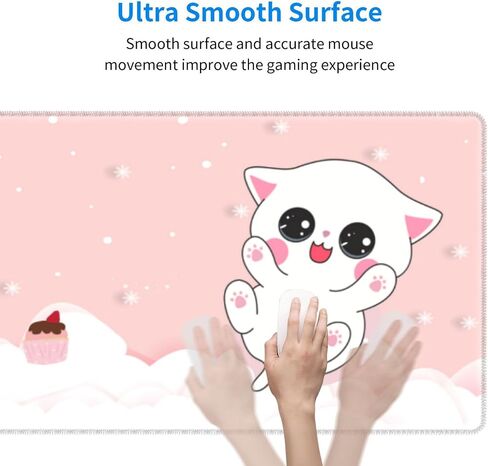 لوحة ماوس للألعاب باللون الوردي Kawaii Cat Little Kittens مقاس XL قاعدة مطاطية غير قابلة للانزلاق، لوحة مكتب بحواف مخيطة مقاس 31.5 × 11.8 بوصة in Kuwait