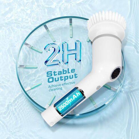 Electric Spin Scrubber with 3 Adjustable Speeds,Cordless Shower Cleaning Brush with 8 Replaceable Brush Heads,Adjustable Extension Handle Power Cleaning Brush for Bathroom Car Floor Grey in Kuwait