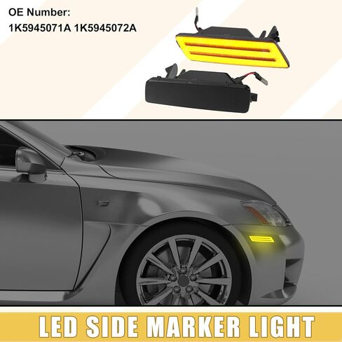 LED الجانب ماركر ضوء 1K5 945 071A السائق الأمامي الركاب بدوره أضواء الإشارة الحاجز مصابيح Sidemarker لفولكس واجن الأسود عدسة العنبر LED ضوء 1 زوج in Saudi Arabia