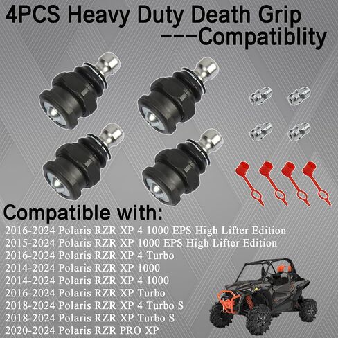 4PCS Heavy Duty Death Grip Replacement Ball Joint Package Compatible with 2014-2024 Polaris RZR XP 4 Turbo 1000 EPS PRO XP Replaces KRZRBJ10 in Saudi Arabia
