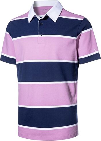 قمصان بولو رجالية بأكمام طويلة ومخططة ومناسبة للجفاف كاجوال بياقة من بيكيه جولف بولو للرجال in Kuwait