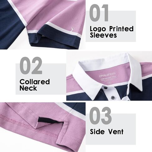 قمصان بولو رجالية بأكمام طويلة ومخططة ومناسبة للجفاف كاجوال بياقة من بيكيه جولف بولو للرجال in Kuwait