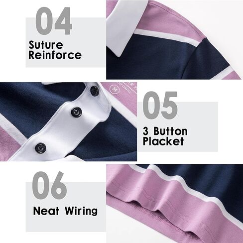 قمصان بولو رجالية بأكمام طويلة ومخططة ومناسبة للجفاف كاجوال بياقة من بيكيه جولف بولو للرجال in Kuwait