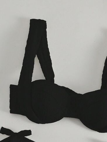طقم بيكيني نسائي من MakeMeChic بعقدة خلفية ذات قصة عالية وربطة عنق جانبية رافعة للأعلى in Saudi Arabia