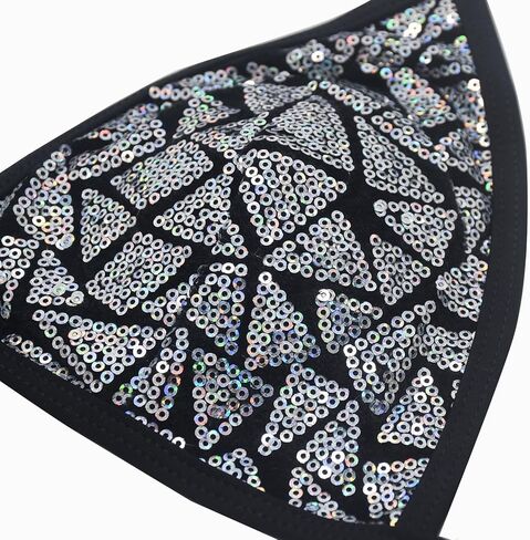 Women’s Shiny Glitter Chain Three Piece Swimsuit Sexy Halter Neck Top and Triangle Bottom Bikini Set in Saudi Arabia