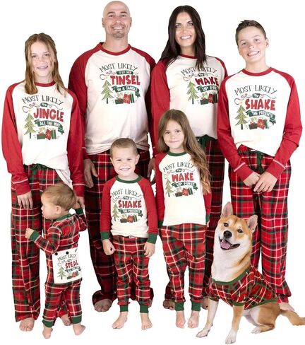 Lazy One Matching Family Christmas Pajamas, Mix and Match Christmas PJ's for the Whole Family, Adult Tee & Pants Separates in Kuwait