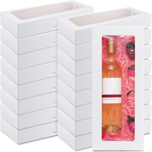 50 عبوة من علب البسكويت مقاس 40.64 سم × 16.5 سم × 6.35 سم مع نافذة، صناديق مخبوزات طويلة، صناديق حلوى منبثقة تلقائيًا لنبيذ عيد الحب، الماكارون، الفراولة، الشوكولاتة، الكعك، المعجنات in Kuwait