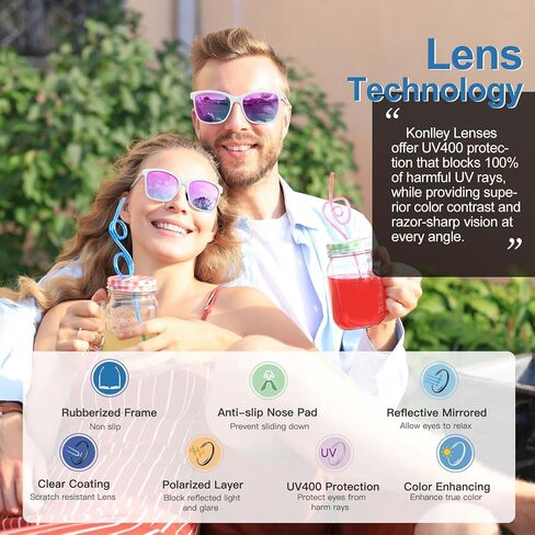Vintage Sunglasses for Men & Women, Retro Eyewear with Non-slip Flexible Frame, Polarized/Non-Polarized Lens UV Protection in Kuwait
