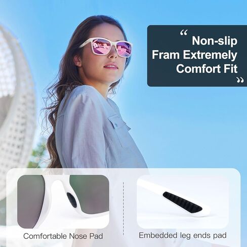 Vintage Sunglasses for Men & Women, Retro Eyewear with Non-slip Flexible Frame, Polarized/Non-Polarized Lens UV Protection in Kuwait