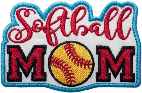 Softball Mom Embroidered Patch Iron On Size: 3.9 X 2.6 inches in Saudi Arabia