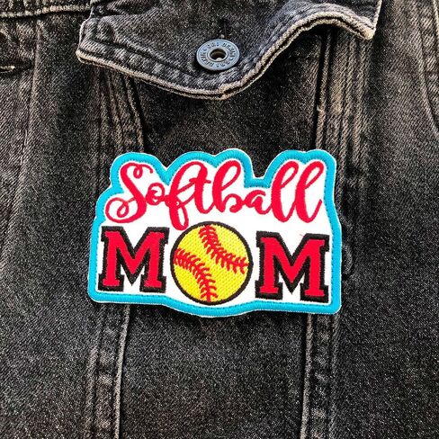 Softball Mom Embroidered Patch Iron On Size: 3.9 X 2.6 inches in Saudi Arabia