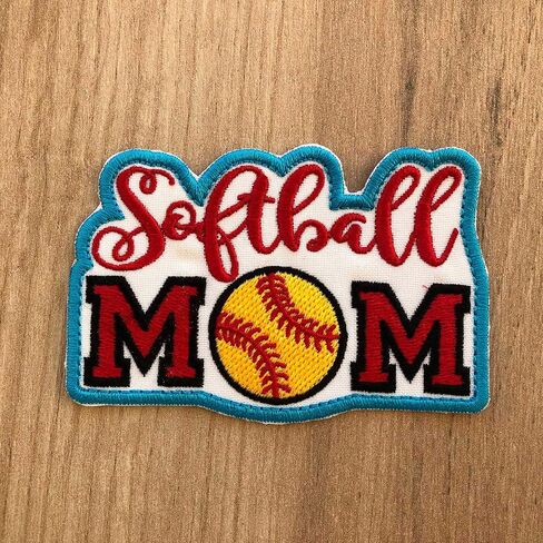 Softball Mom Embroidered Patch Iron On Size: 3.9 X 2.6 inches in Saudi Arabia