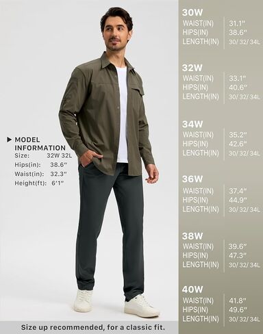 Obla Men's Golf Pants - 30"/32"/34" Slim Fit Stretch Lightweight with 5 Pockets Casual Travel Dress Work Pants for Men in Kuwait
