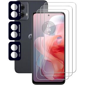 (3+3) For Motorola Moto G Power 5G (2024) Tempered Glass Screen Protector and (3 Pack) Camera Lens Protector, 9H Hardness, 2.5D, Anti Scratch