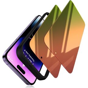2 Pack Compatible with iPhone 14 Pro Max Privacy Screen Protector 6.7 Inch, Mirror 25 Degree Anti Spy Anti-Blue Light Tempered Glass Green Gradient with Easy Installation Kit Bubble Free