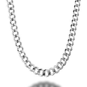 Savlano 925 Sterling Silver 7.5mm Italian Solid Curb Cuban Link Chain Necklace For Men & Women - Made in Italy Comes With a Gift Box
