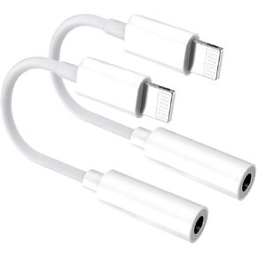 [Apple MFi Certified] 2 Pack Lightning to 3.5 mm Headphone Jack Adapter for iPhone, iPhone Aux Adapter Converter Dongle Audio Cable Compatible with iPhone 14/13 Pro Max X/XS Support All iOS System