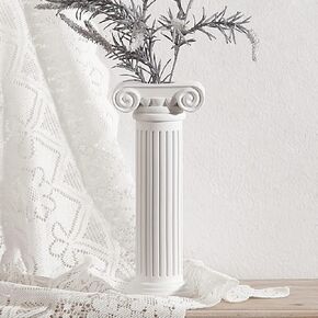 Greek Roman Style Statue Flowers Vase, Resin Roman Column Vase Planter, Greek Statues Decor for Table Centerpieces, White 9.65in Tall(No Flower)
